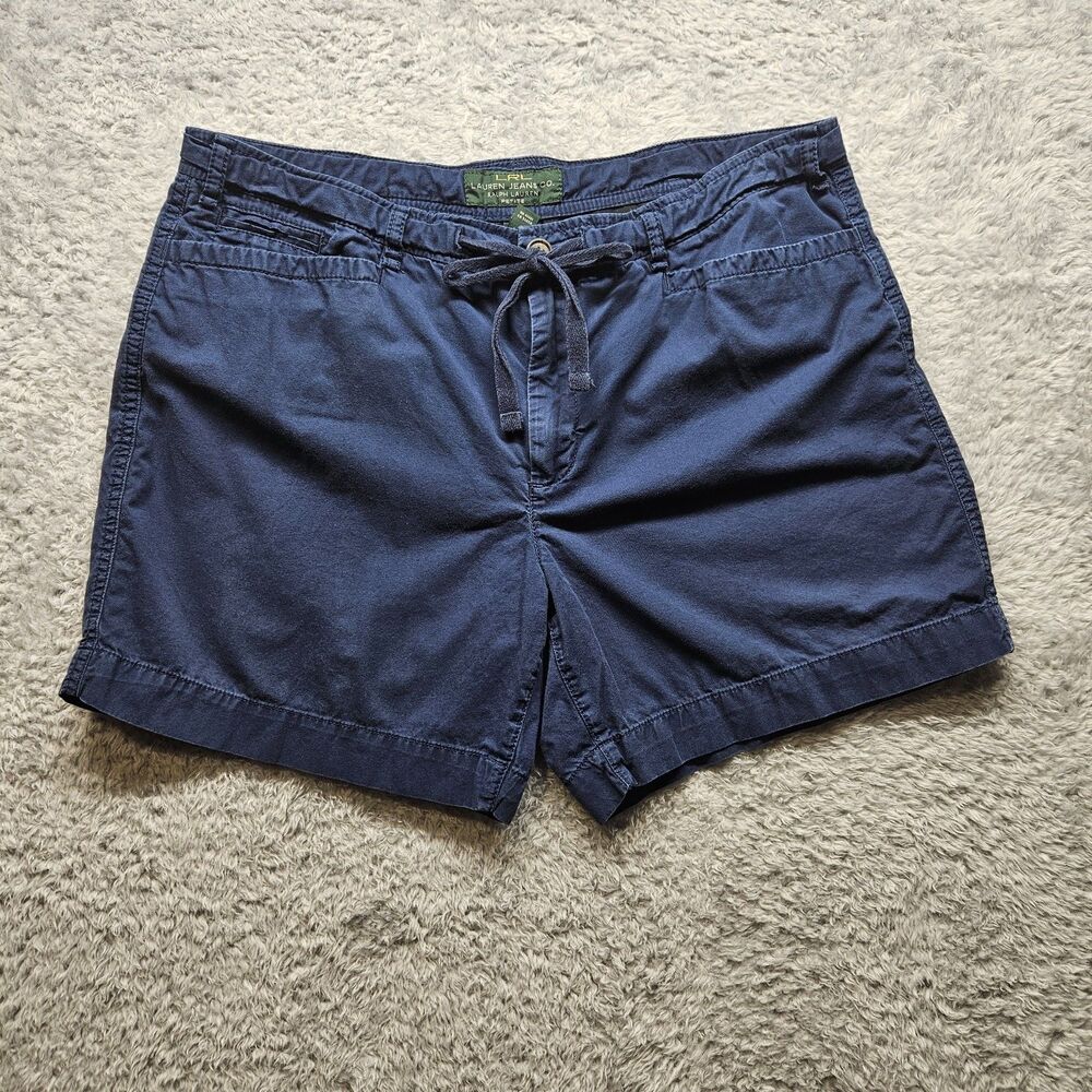 Lauren Ralph Lauren Womens Blue Chino Shorts Size 12 Petite Preppy Classic